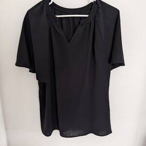 Black Women's V-Neck Short Sleeve Blouse